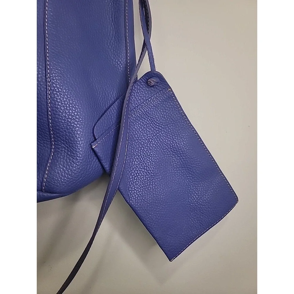 Faiez Halabi Pebbled Leather Shoulder Hobo Bag‎ Black Blue Bueno Aires